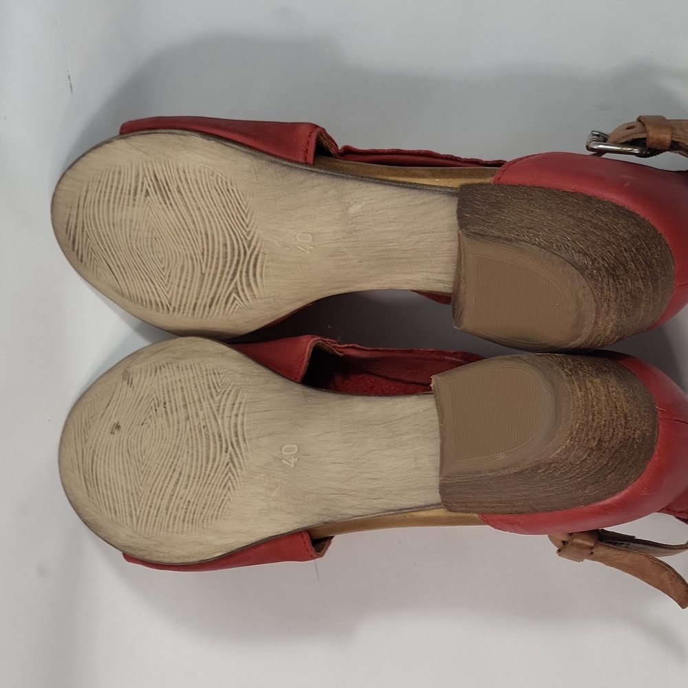 Miz Mooz Red Suede Open-Toe Studded Sandals - Picture 6 of 7